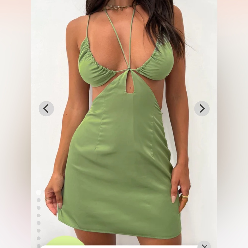 Green cut out mini dress